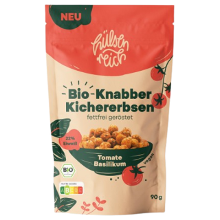 Hülsenreich Knabber Kichererbsen Tomate Basilikum Bio 90g
