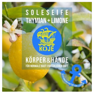 Koje Seifenmanufaktur Reine Solseife Thymian+Limone, Körper & Hände 50g