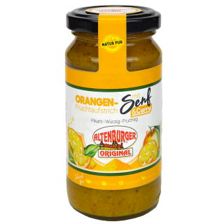 Altenburger Orangen Fruchtaufstrich mit Senf und Curry, 190 ml /  240 g Glas